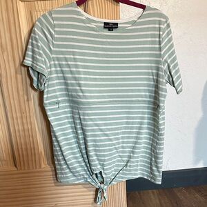 Nursing Queen Mint Green and White Striped Short Sleeve Nursing Top